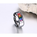 Colorful crystal jewelry gay pride wedding Stainless steel rings for women